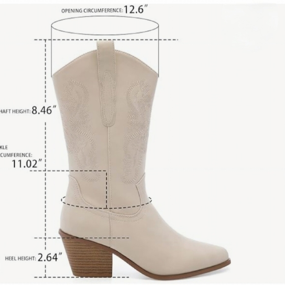 Yetier Women's beige western cowboy boots - Picture 5 of 7